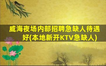 威海夜场内部招聘急缺人待遇好(本地新开KTV急缺人)